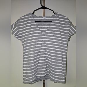 J Crew Stripe All Cotton Drop Flutter Sleeve Top